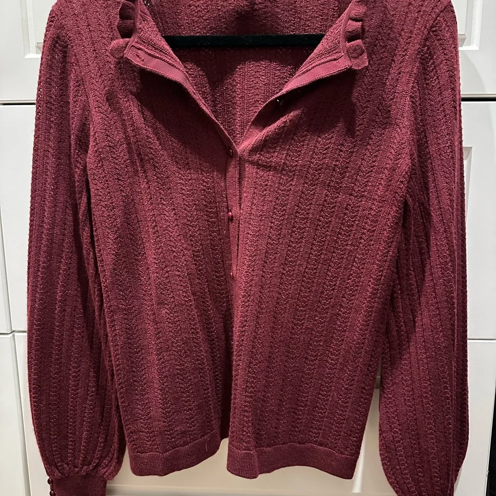 Sezane Louis Cardigan Burgundy - Size S - Picture 4 of 5